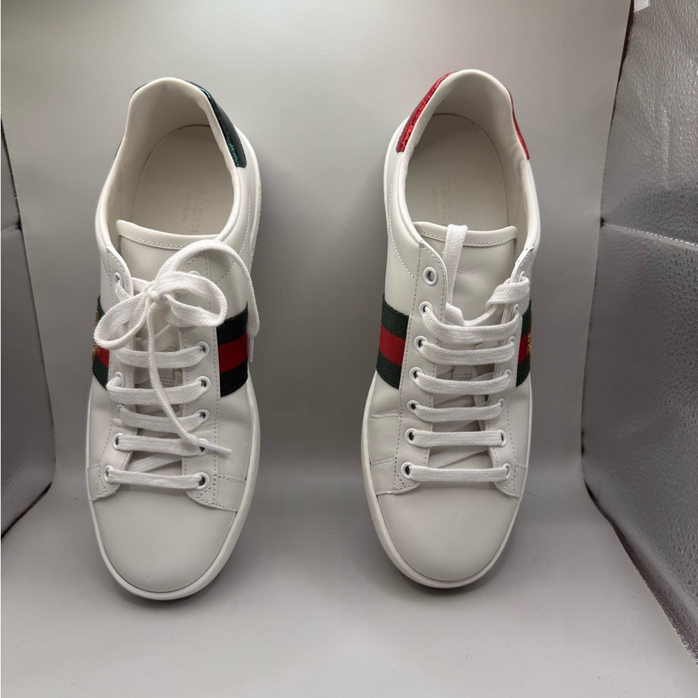 Gucci White Sneakers with Red and Green Stripes